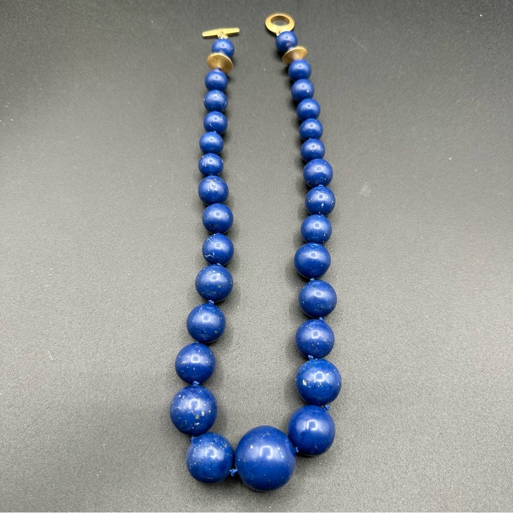 Lauren Ralph Lauren Lapis-Colored Graduated Bead Necklace – 20", Matte Gold